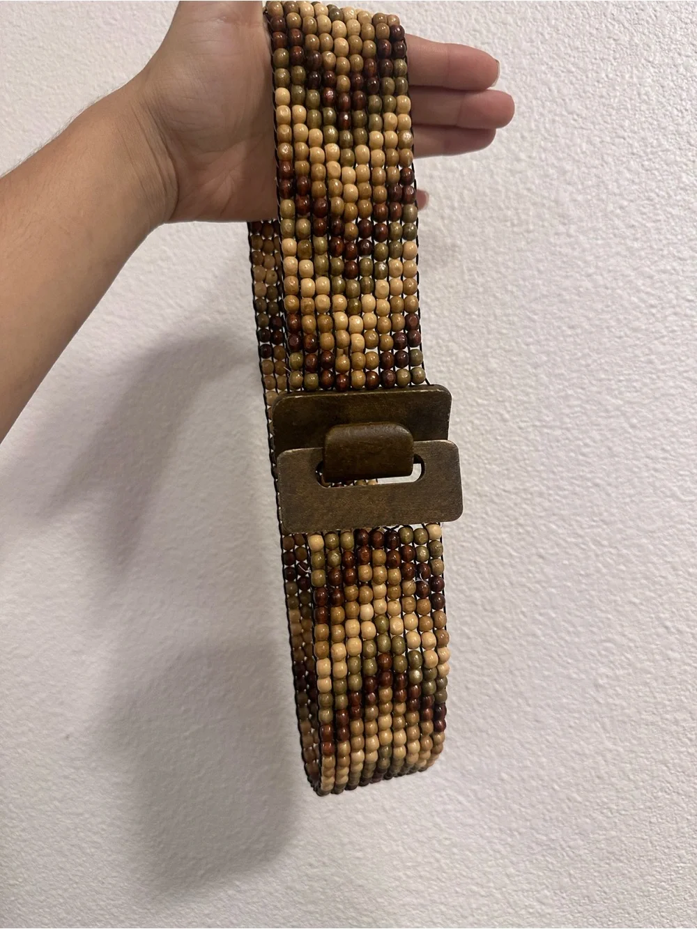 Hand-Beaded Multi-Tone Brown Women's Stretch Belt
